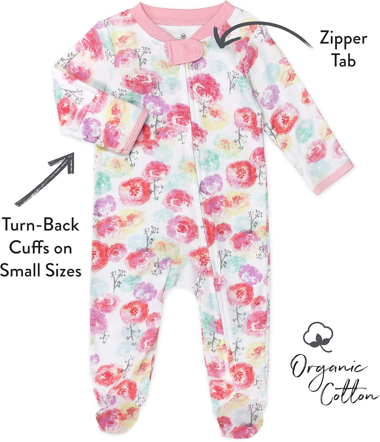 imageHonestBaby babygirls Sleep amp Play Footed Onepiece Pajama Sleeper 100 Organic Cotton Baby GirlsRose Blossom