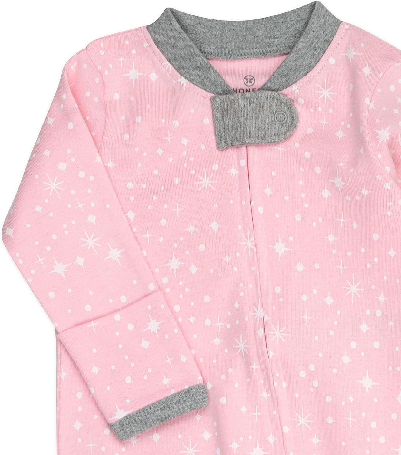imageHonestBaby babygirls Sleep amp Play Footed Onepiece Pajama Sleeper 100 Organic Cotton Baby GirlsTwinkle Star Pink