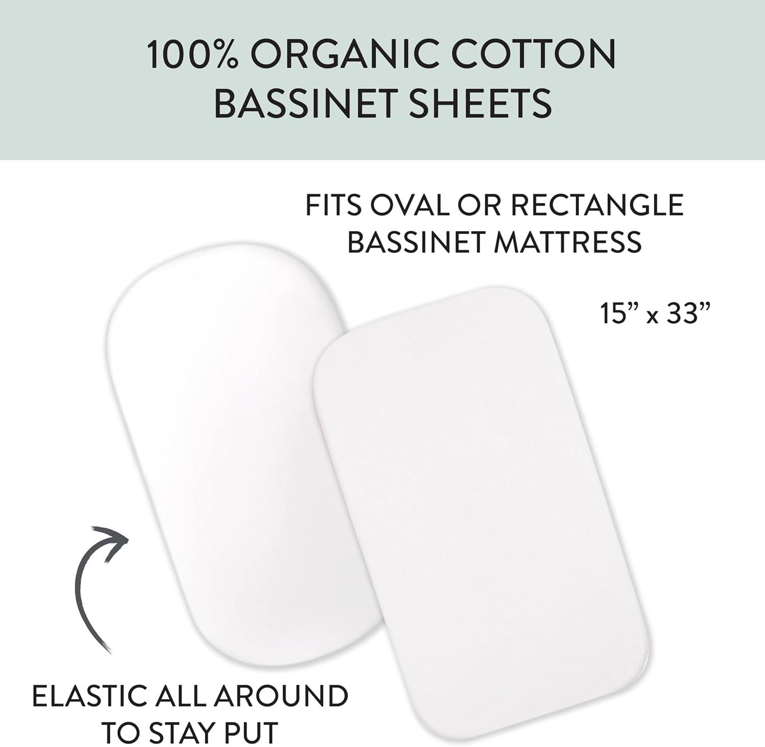 imageHonestBaby 2Pack Organic Cotton Fitted Bassinet Sheet White One Size1 Pack Dark Navy