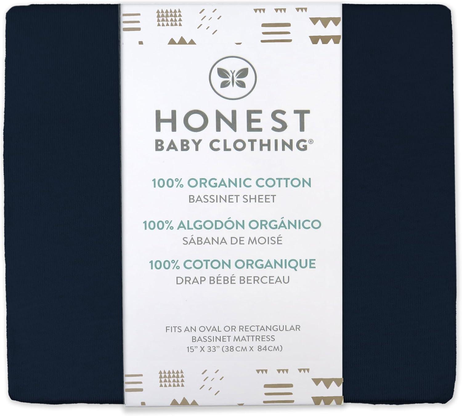 imageHonestBaby 2Pack Organic Cotton Fitted Bassinet Sheet White One Size1 Pack Dark Navy