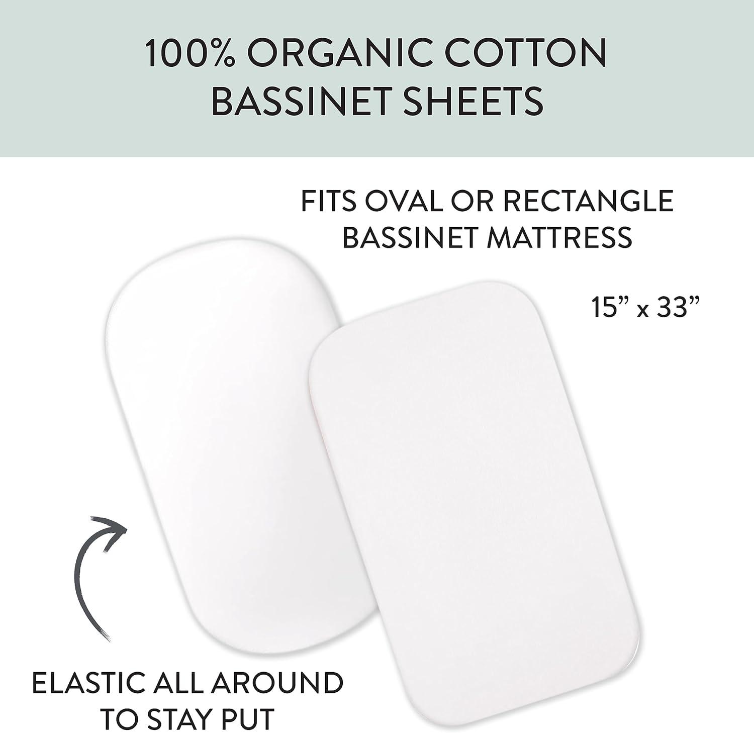 imageHonestBaby 2Pack Organic Cotton Fitted Bassinet Sheet White One Size1 Pack Pink