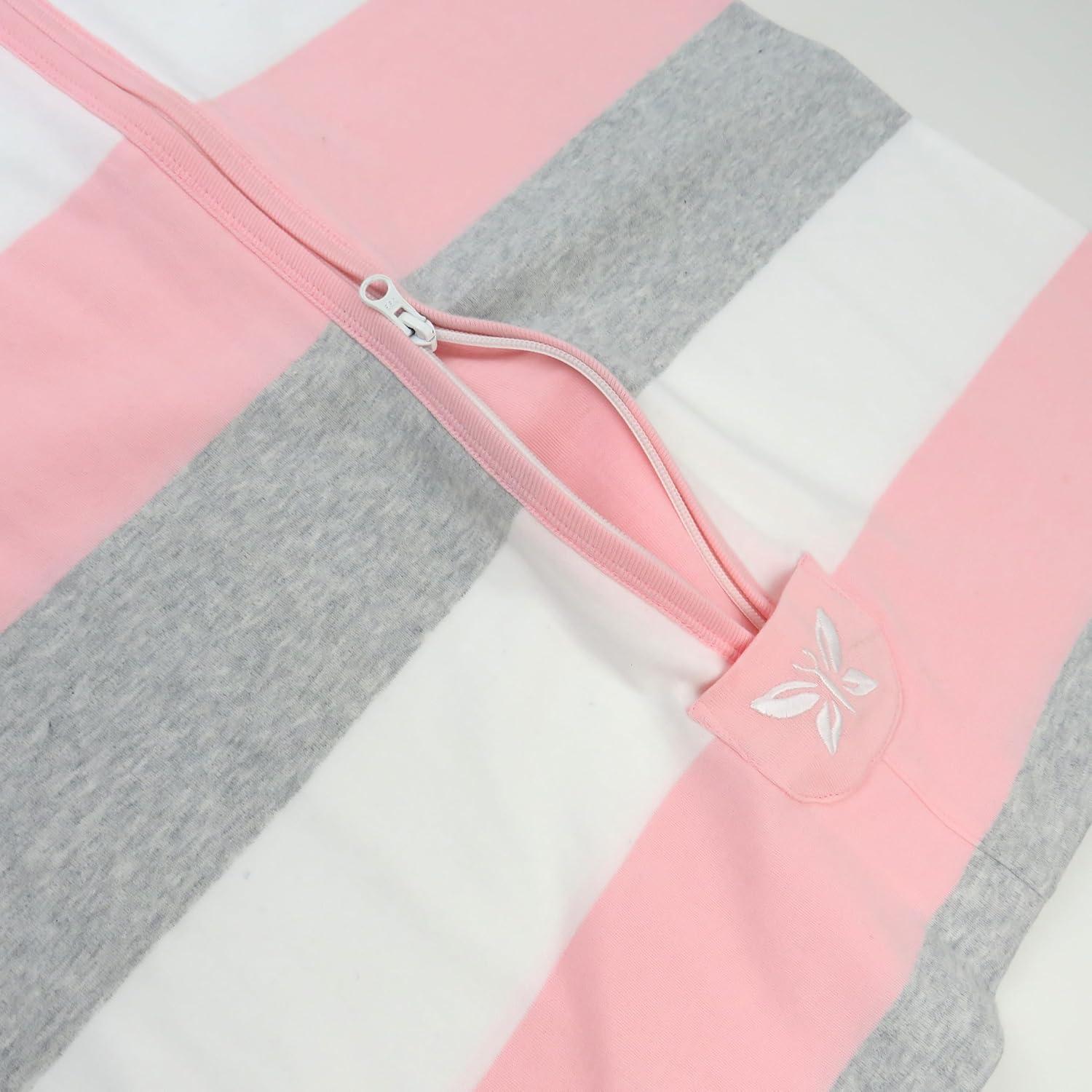 imageHonestBaby Wearable Blankets Sleeping Bags Swaddle Transition 100 Organic Cotton for Infant Baby Boys Girls UnisexJumbo Stripe Petal Pink