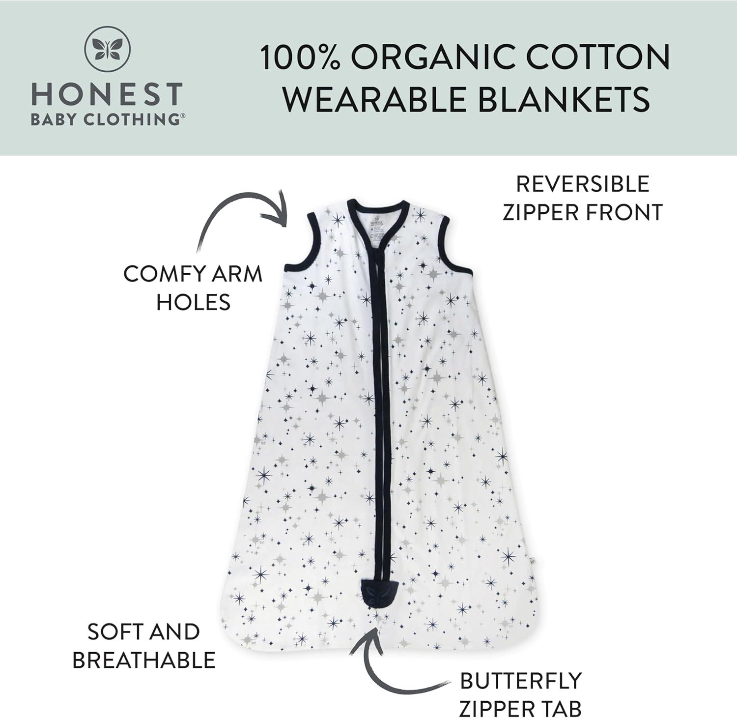 imageHonestBaby Wearable Blankets Sleeping Bags Swaddle Transition 100 Organic Cotton for Infant Baby Boys Girls UnisexJumbo Twinkle Navy