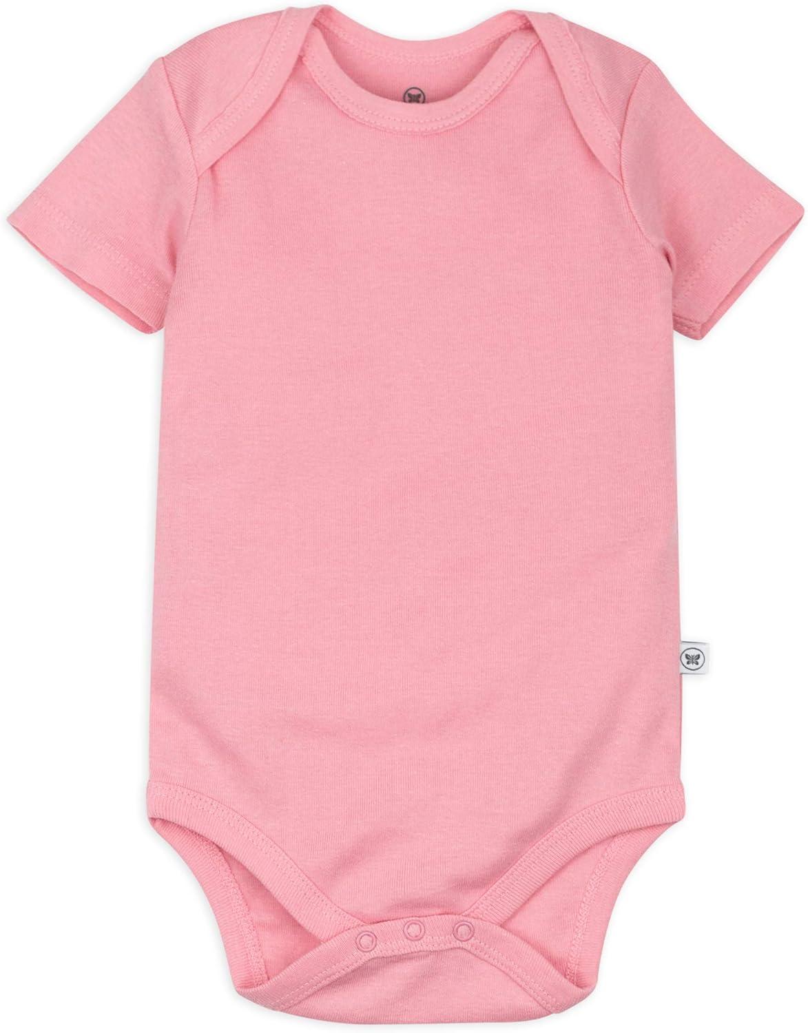 imageHonestBaby babygirls 5pack Short Sleeve Bodysuits Onepiece 100 Organic Cotton for Infant Baby GirlsPink Ombre