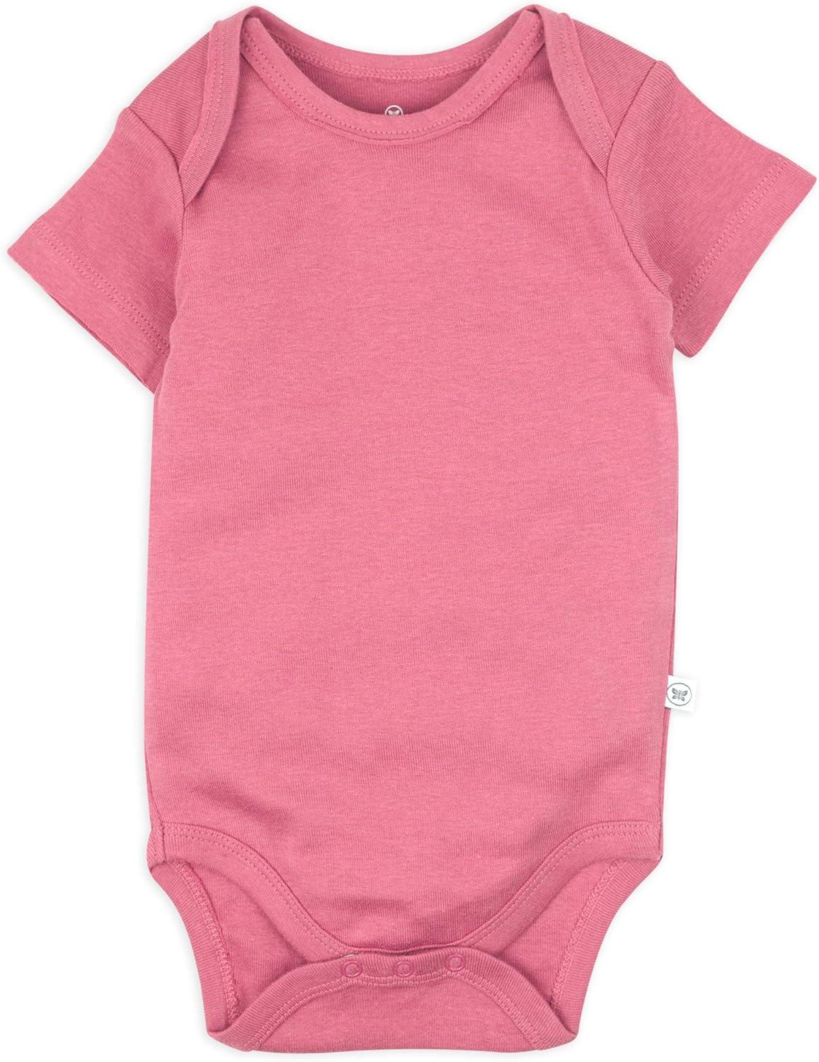 imageHonestBaby babygirls 5pack Short Sleeve Bodysuits Onepiece 100 Organic Cotton for Infant Baby GirlsPink Ombre