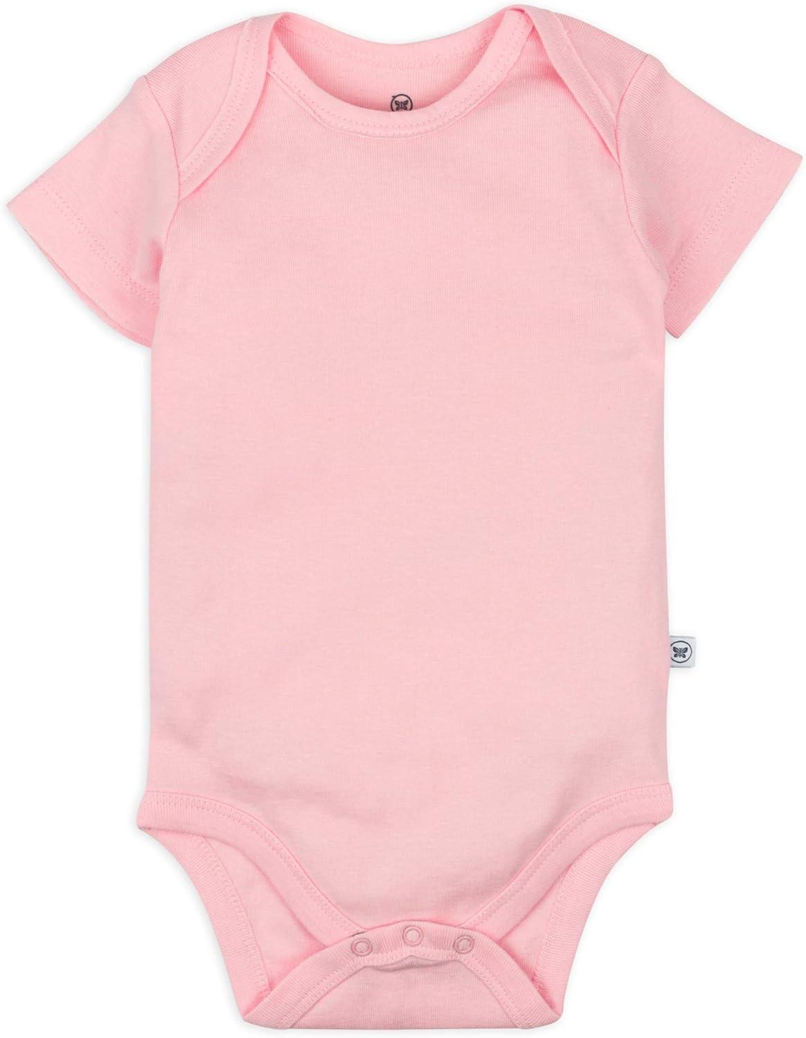 imageHonestBaby babygirls 5pack Short Sleeve Bodysuits Onepiece 100 Organic Cotton for Infant Baby GirlsPink Ombre