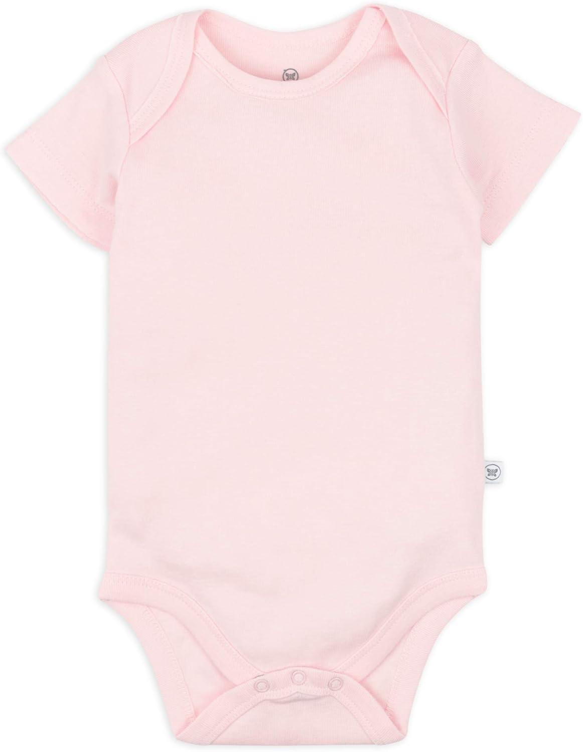 imageHonestBaby babygirls 5pack Short Sleeve Bodysuits Onepiece 100 Organic Cotton for Infant Baby GirlsPink Ombre