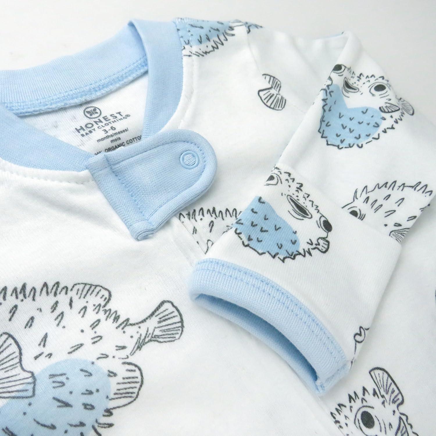 imageHonestBaby Sleep amp Play Footed Onepiece Pajama Sleeper 100 Organic Cotton Baby BoysBlow Fish