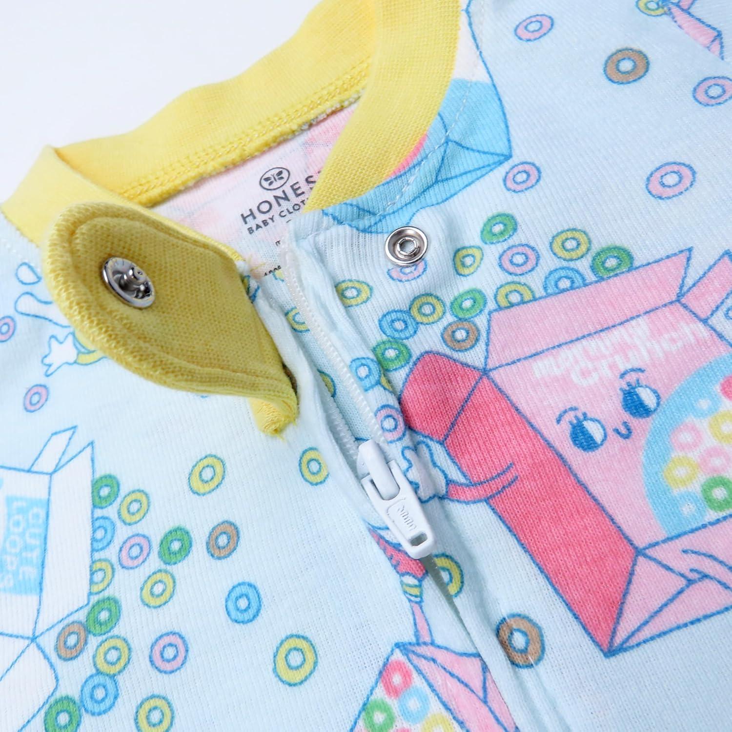 imageHonestBaby Sleep amp Play Footed Onepiece Pajama Sleeper 100 Organic Cotton Baby BoysCutie Loops