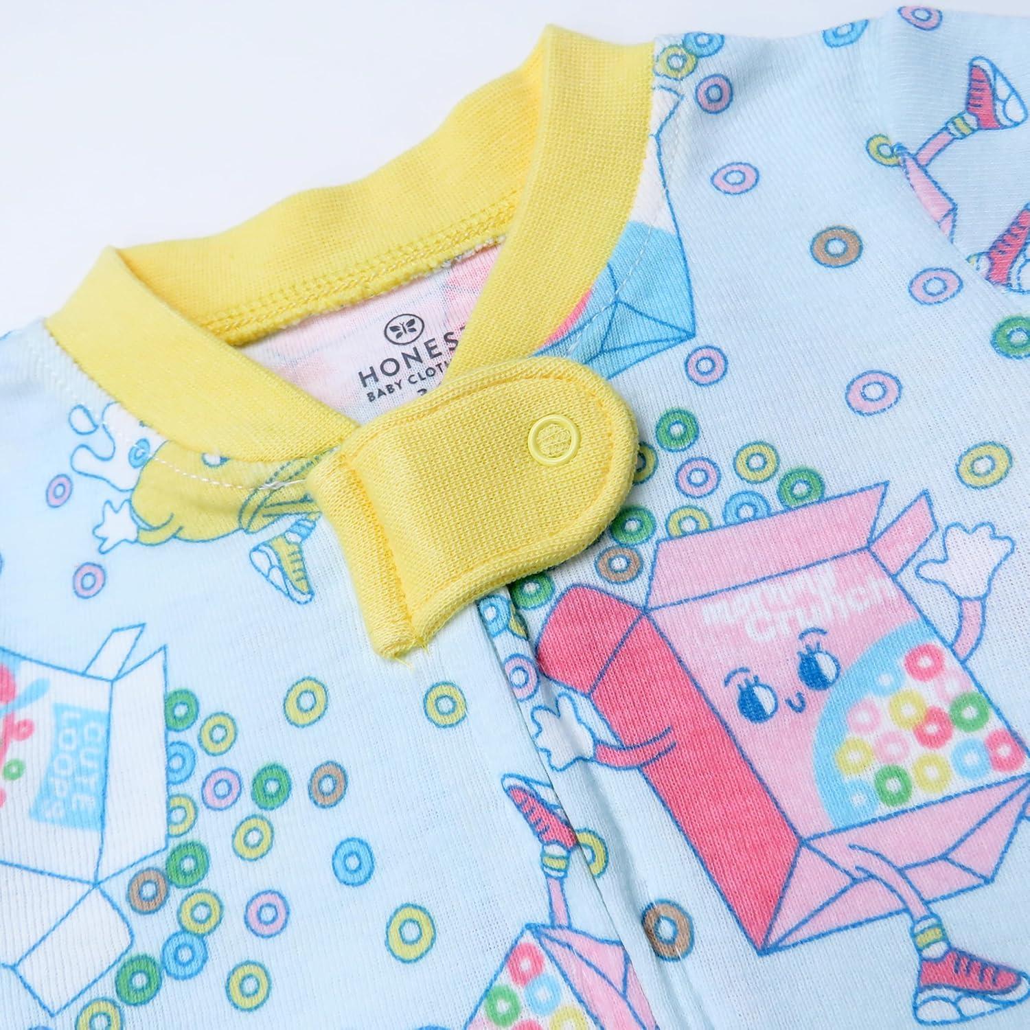 imageHonestBaby Sleep amp Play Footed Onepiece Pajama Sleeper 100 Organic Cotton Baby BoysCutie Loops