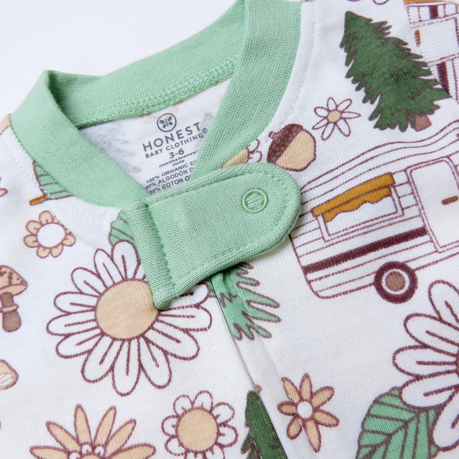 imageHonestBaby Sleep amp Play Footed Onepiece Pajama Sleeper 100 Organic Cotton Baby BoysGroovy Camper