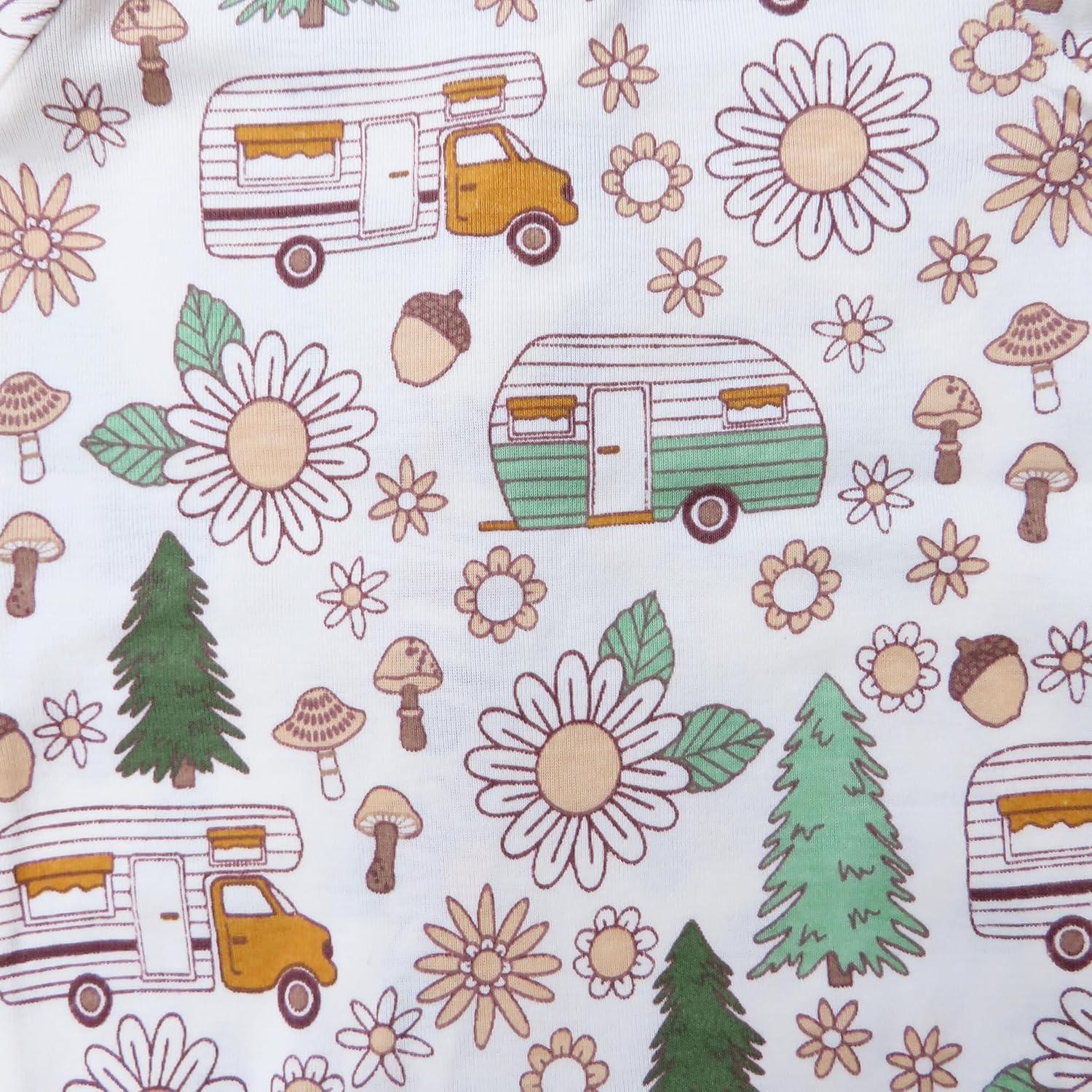 imageHonestBaby Sleep amp Play Footed Onepiece Pajama Sleeper 100 Organic Cotton Baby BoysGroovy Camper
