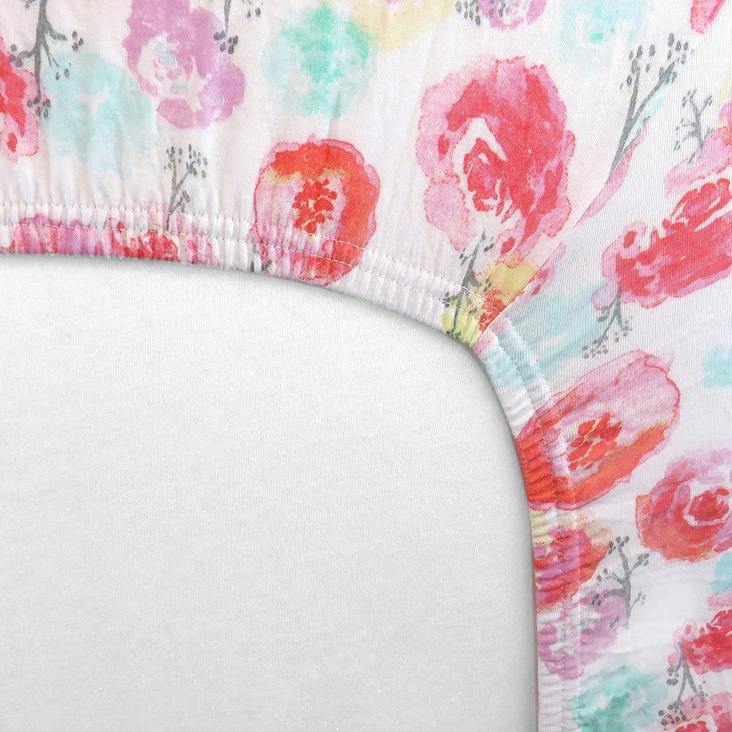 imageHonestBaby 2Piece Organic Cotton Printed amp Terry Changing Pad Cover Set Watercolor World One Size D2BDRRose Blossom