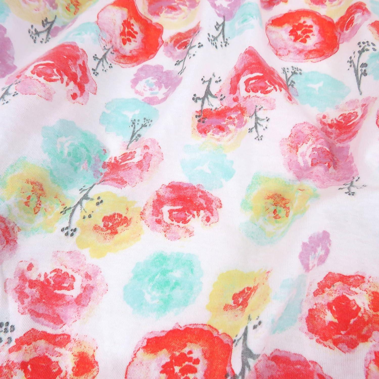 imageHonestBaby 2Piece Organic Cotton Printed amp Terry Changing Pad Cover Set Watercolor World One Size D2BDRRose Blossom