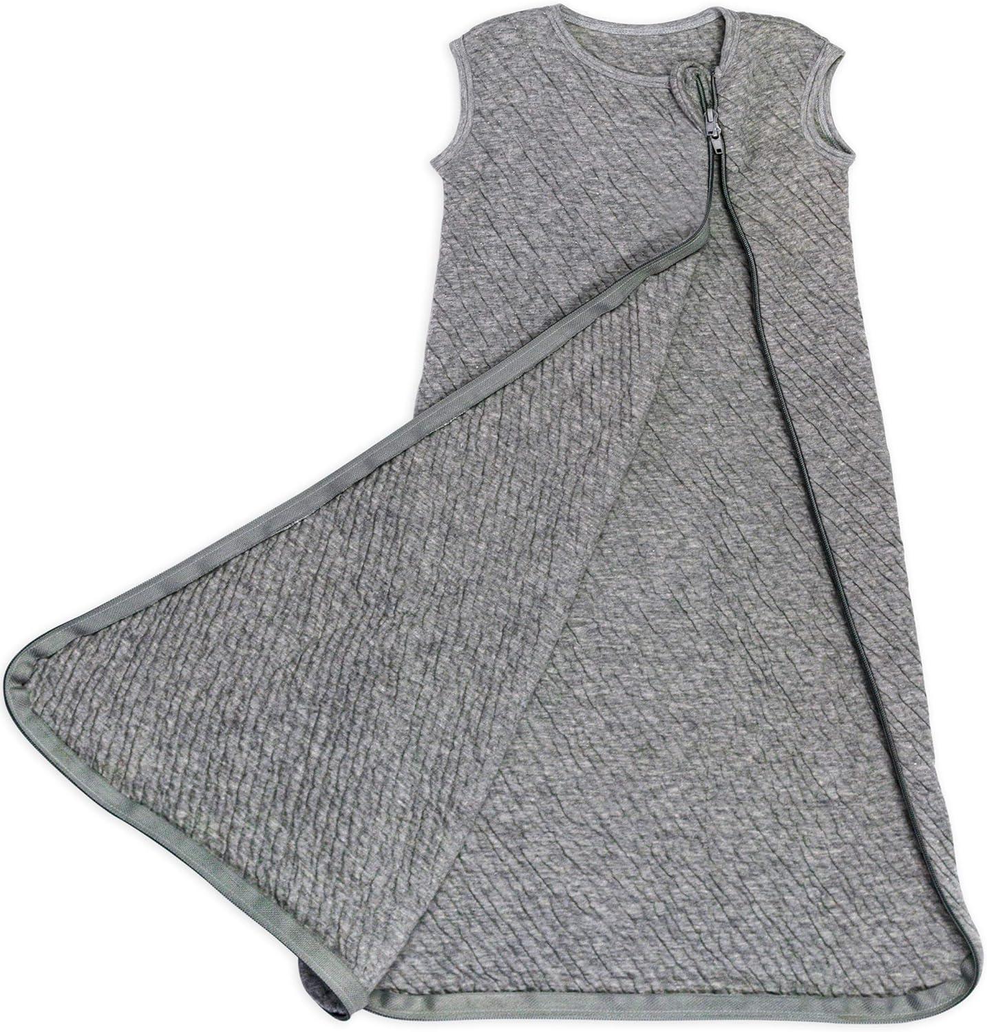 imageHonestBaby Organic Cotton Matelasse Wearable Blanket Bright White MediumGray Heather