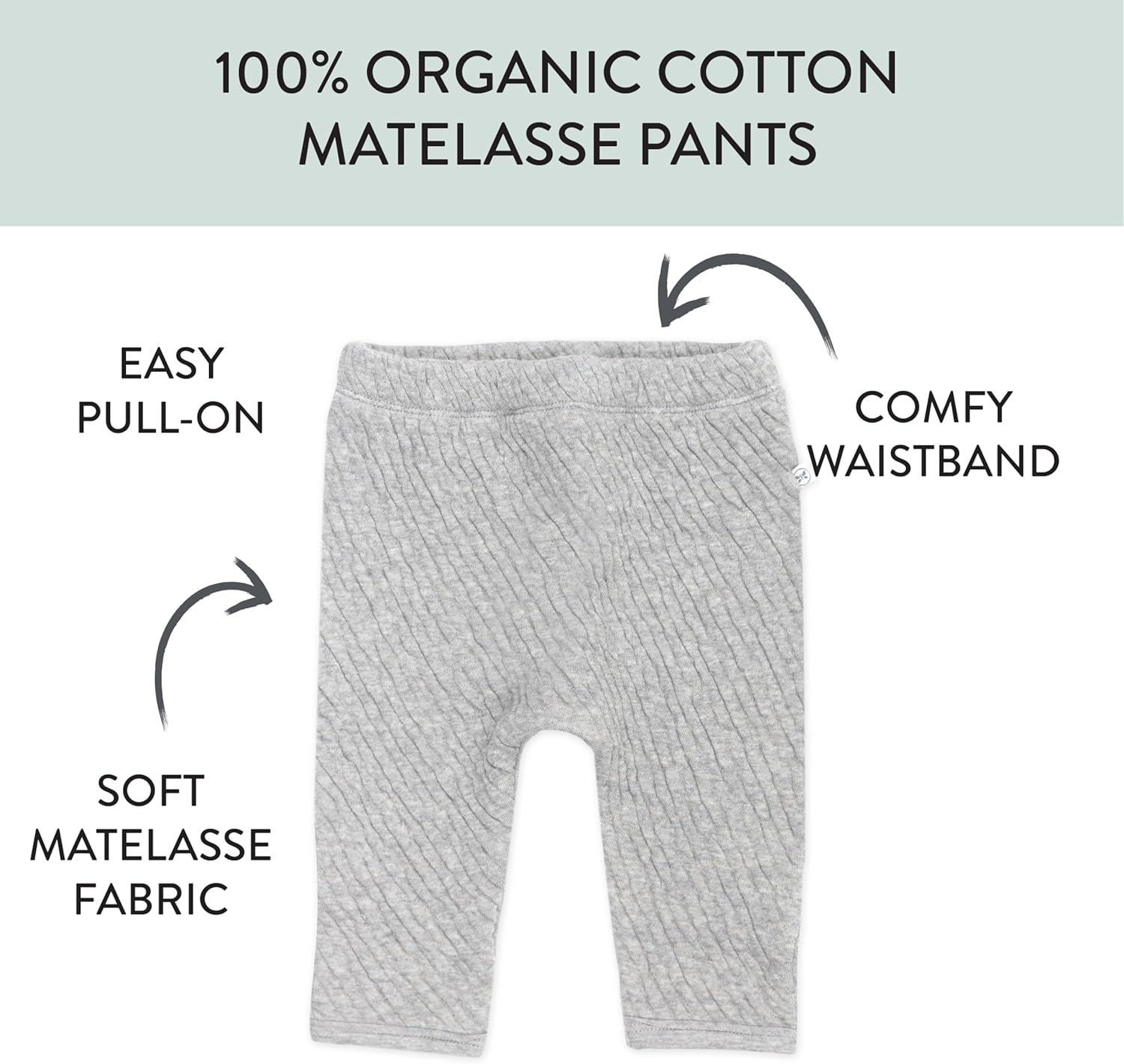 imageHonestBaby Baby Matelasse Harem Pants Cozy Roomy Fit Pull on Bottoms 100 Organic Cotton for Infant Baby Boys Girls UnisexLight Gray Heather