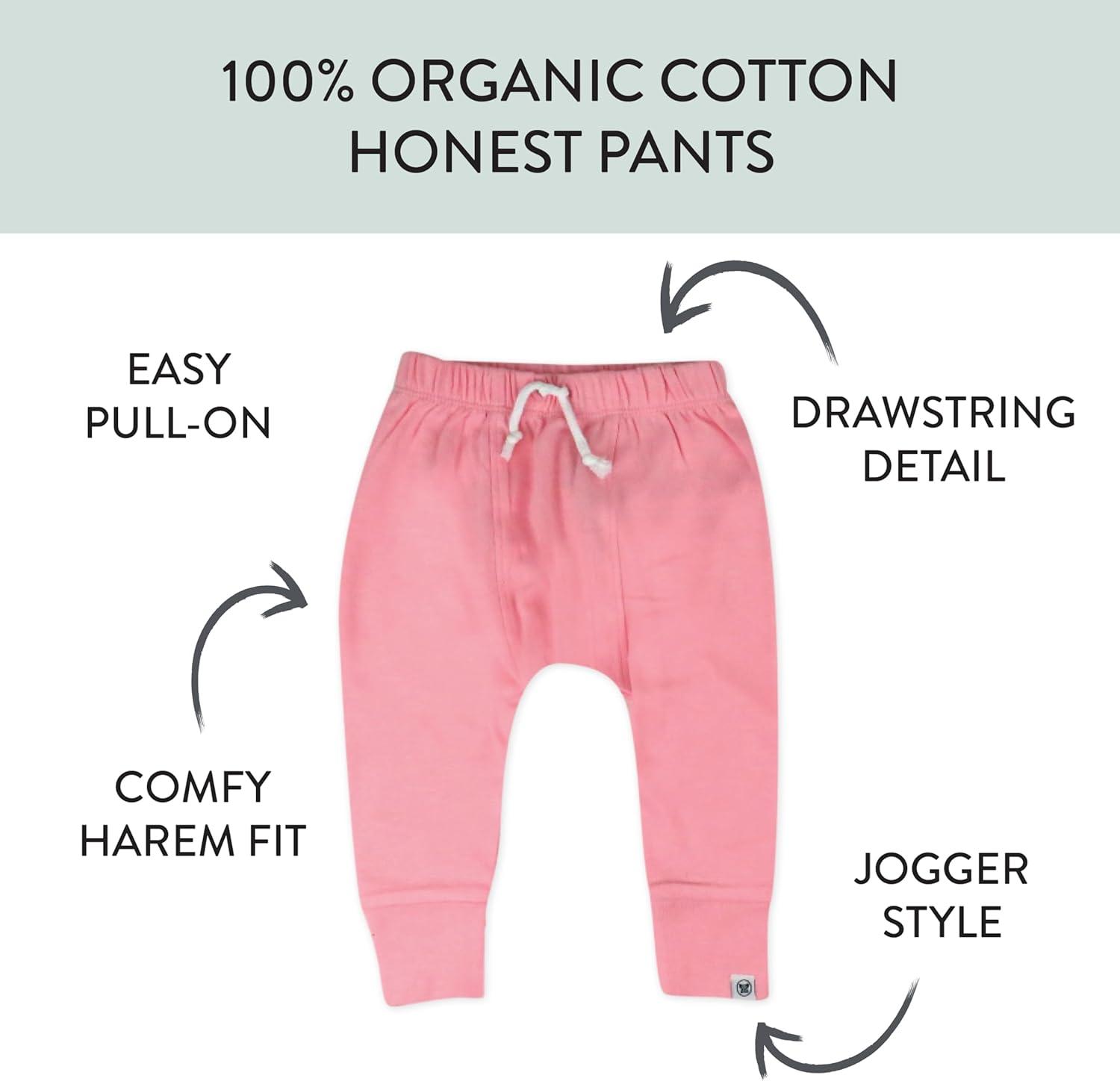 imageHonestBaby UnisexBaby Multipack Honest Pants Joggers Pull on 100 Organic Cotton for Infant Baby and Toddler Boys Girls UnisexStrawberry Cream
