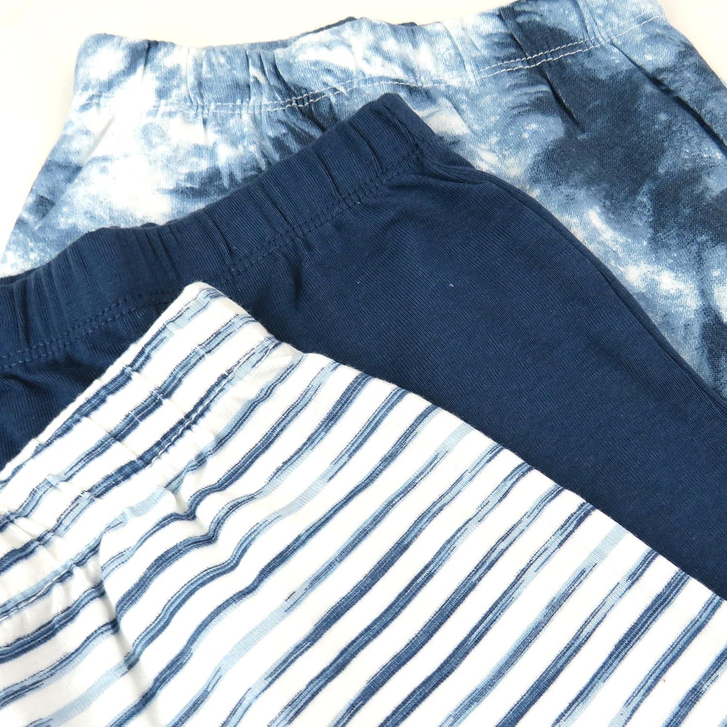 imageHonestBaby Baby 3Pack Footed Pants Roomy Fit Pull on Bottoms 100 Organic Cotton for Infant Baby Boys Girls UnisexTie Dye Blues